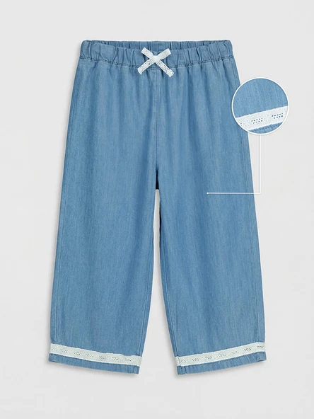 LCW Kids İndigo Fiyonklu ve Dantelli Kız Çocuk Pantolon ürün görseli 1