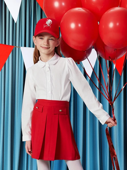 LCW Kids Beyaz Dantel Detaylı Kız Çocuk Gömlek ürün görseli 1