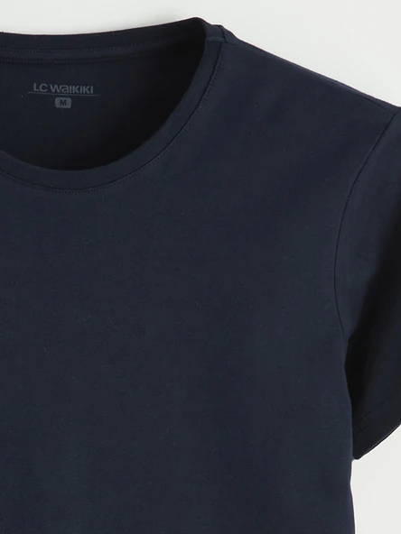 LC WAIKIKI Lacivert Slim Fit İnce Basic Tişört - Resim 6
