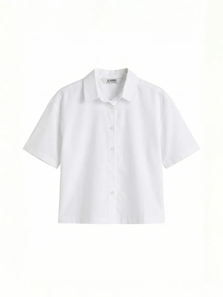 LCW Kids Beyaz Kız Çocuk Poplin Gömlek ürün görseli 1