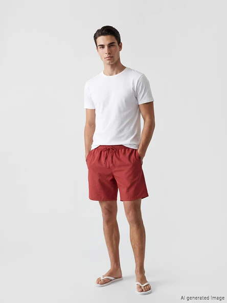 LCW SWIMWEAR Kırmızı Kısa Boy Erkek Deniz Şortu ürün görseli 1