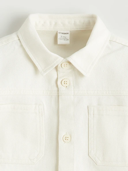 LCW Kids Bej Erkek Çocuk Basic Gabardin Gömlek - Resim 3