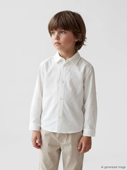LCW Kids Beyaz Oxford Erkek Çocuk Gömlek ürün görseli 1