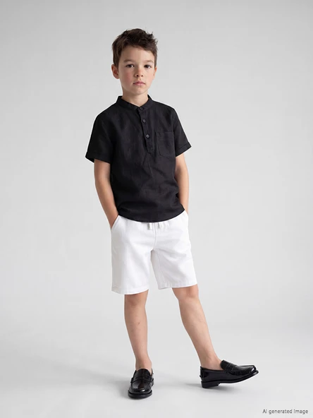 LCW Kids Beyaz Erkek Çocuk Gabardin Şort ürün görseli 1
