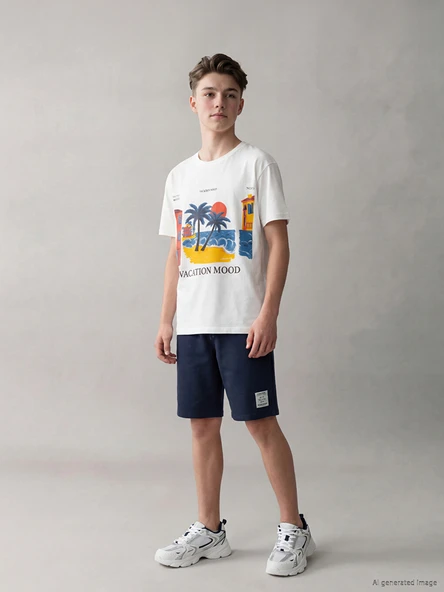 LCW Kids Lacivert Beli Lastikli Erkek Çocuk Şort ürün görseli 1