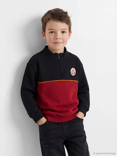 LCW Kids Kırmızı Galatasaray Baskılı Erkek Çocuk Kalın Sweatshirt ürün görseli 1