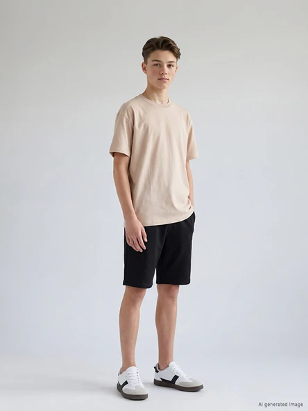 LCW Kids Siyah Beli Lastikli Erkek Çocuk Şort ürün görseli 1
