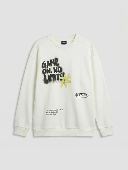 LCW Kids Beyaz Baskılı Erkek Çocuk Sweatshirt ürün görseli 1