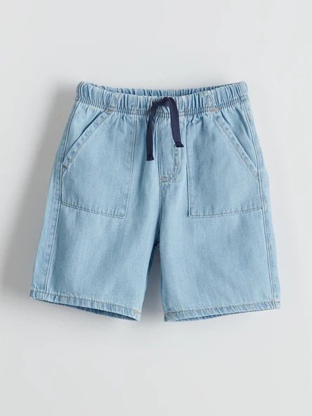 LCW Kids İndigo Beli Lastikli Basic Erkek Çocuk Jean Şort - Resim 3