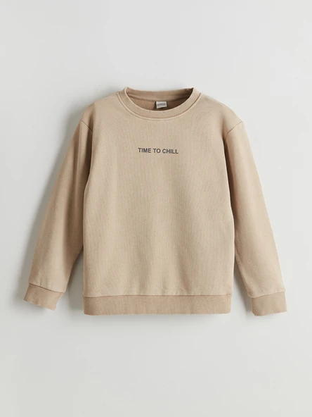 LCW Kids Bej Bisiklet Yaka Erkek Çocuk Sweatshirt ürün görseli 1