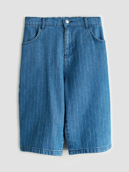 LCW Kids İndigo Beli Lastikli Erkek Çocuk Jean Şort ürün görseli 1