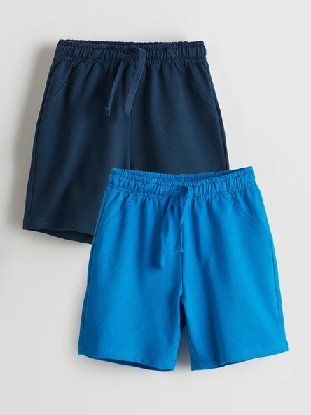 LCW Kids İndigo Beli Lastikli Erkek Çocuk Şort 2'li ürün görseli 1