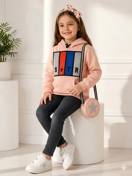 Kız Çocuk Pudra Sweatshirt ürün görseli 1