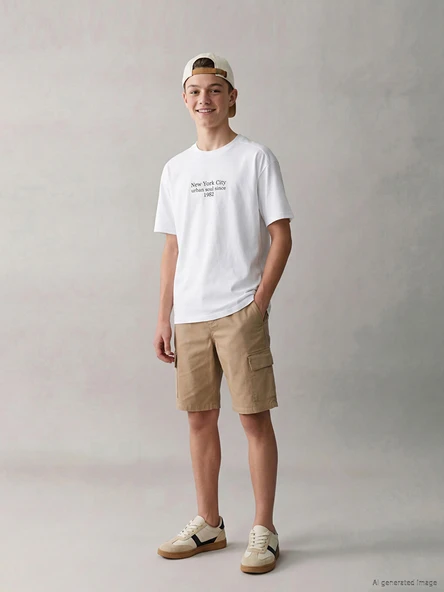 LCW Kids Bej Erkek Çocuk Kargo Şort - Resim 2