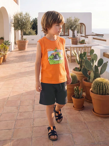 LCW Kids Antrasit Erkek Çocuk Beli Lastikli Triko Şort ürün görseli 1