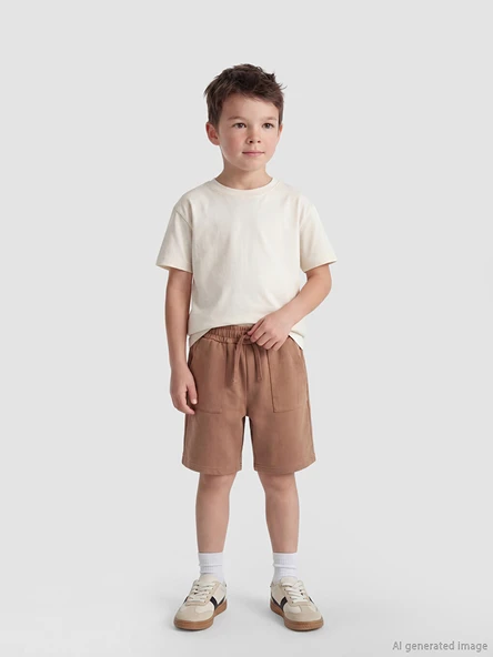LCW Kids Kahverengi Beli Lastikli Standart Fit Erkek Çocuk Şort ürün görseli 1