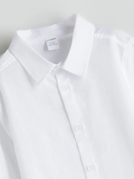 LCW Kids Beyaz Basic Erkek Çocuk Poplin Gömlek - Resim 2