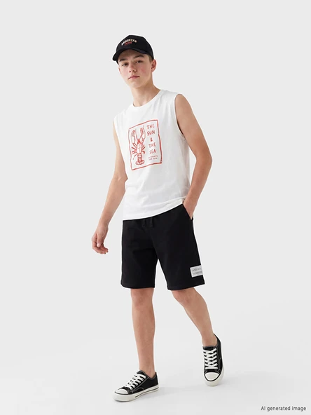 LCW Kids Siyah Bağcıklı Regular Fit Erkek Çocuk Şort ürün görseli 1