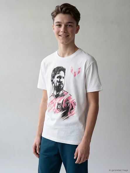 LCW Kids Beyaz Messi Baskılı Erkek Çocuk Tişört ürün görseli 1