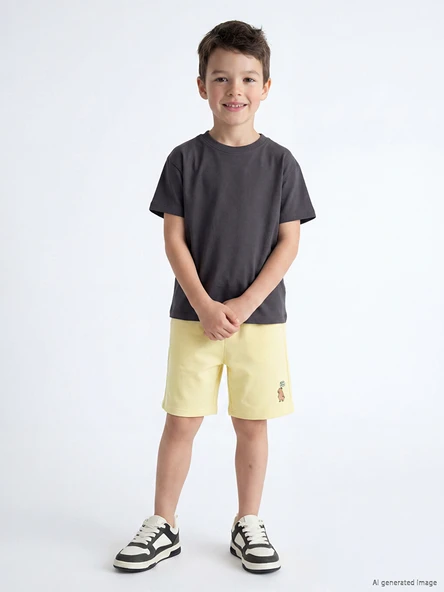 LCW Kids Sarı Beli Lastikli Baskılı Erkek Çocuk Şort ürün görseli 1
