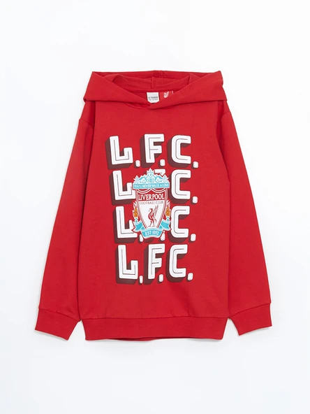 LCW Kids Kırmızı Kapüşonlu Liverpool Baskılı Erkek Çocuk Sweatshirt ürün görseli 1