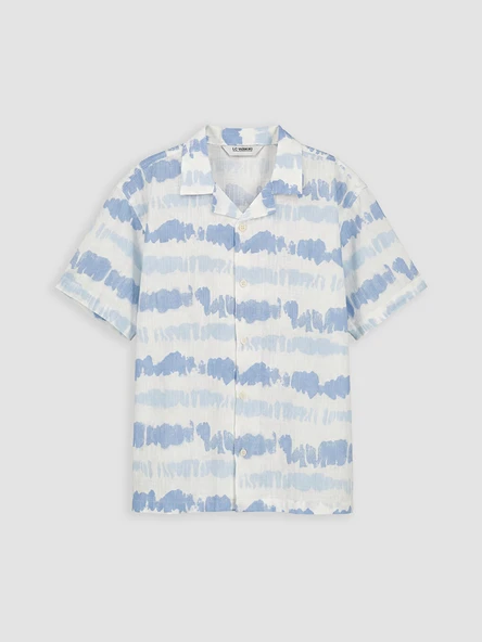 LCW Kids Mavi Batik Desenli Poplin Erkek Çocuk Gömlek ürün görseli 1