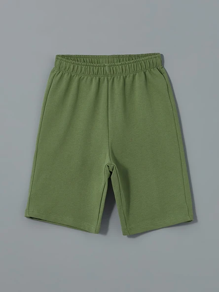 LCW Kids Yeşil Beli Lastikli Basic Erkek Çocuk Şort ürün görseli 1