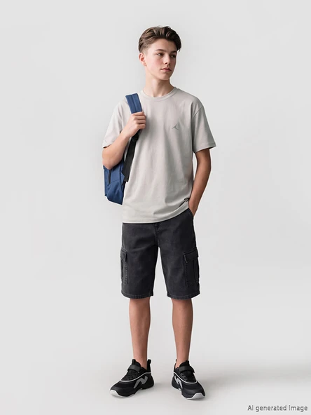 LCW Kids Gri Baskılı Erkek Çocuk Soft Touch Tişört ürün görseli 1