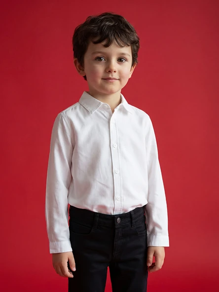LCW Kids Beyaz Erkek Çocuk Gabardin Gömlek ürün görseli 1