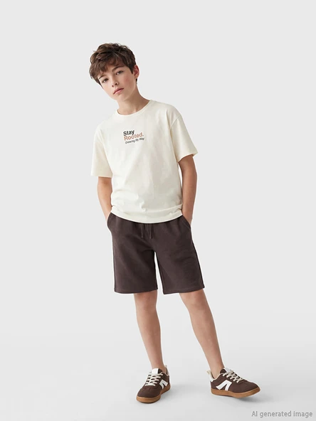LCW Kids Kahverengi Beli Lastikli Basic Erkek Çocuk Şort ürün görseli 1