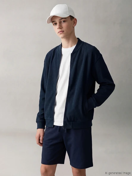 LCW Kids Lacivert Kolej Yaka Erkek Çocuk Fermuarlı Sweatshirt ürün görseli 1