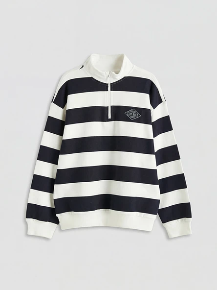 LCW Kids Lacivert Çizgili Erkek Çocuk Sweatshirt ürün görseli 1
