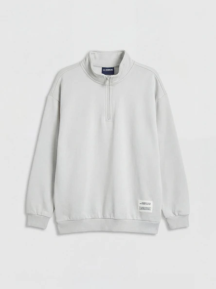 LCW Kids Bej  Dik Yaka Erkek Çocuk Sweatshirt ürün görseli 1