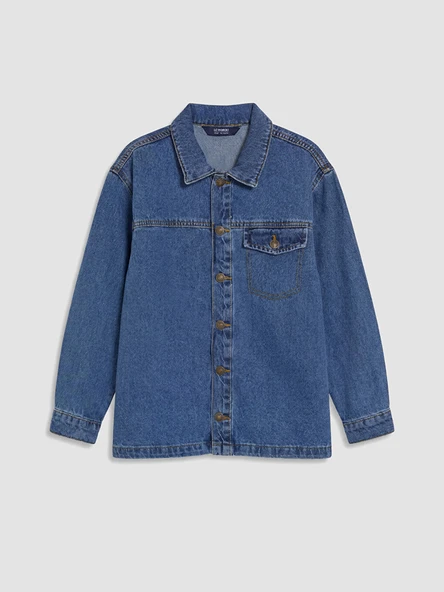 LCW Kids İndigo Erkek Çocuk Jean Gömlek ürün görseli 1
