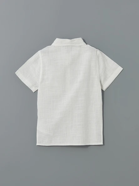 LCW Kids Beyaz Basic Cepli Erkek Çocuk Poplin Gömlek - Resim 7