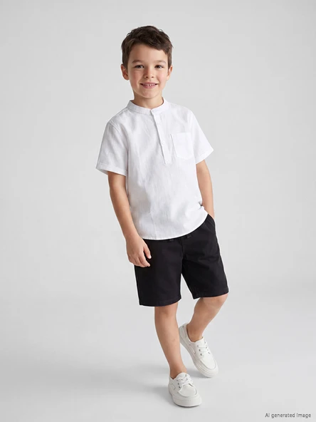 LCW Kids Siyah Beli Lastikli Erkek Çocuk Gabardin Şort ürün görseli 1