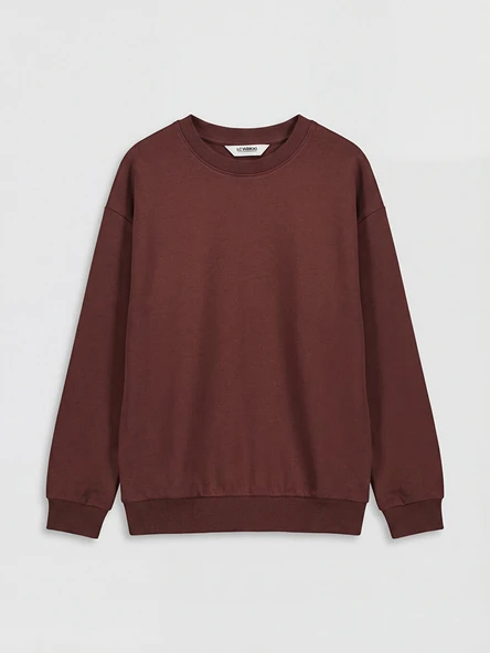 LCW Vision Kahverengi Bisiklet Yaka Erkek Çocuk Soft Touch Sweatshirt ürün görseli 1