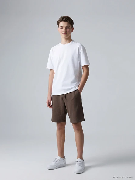 LCW Kids Kahverengi Beli Lastikli Erkek Çocuk Pike Şort ürün görseli 1
