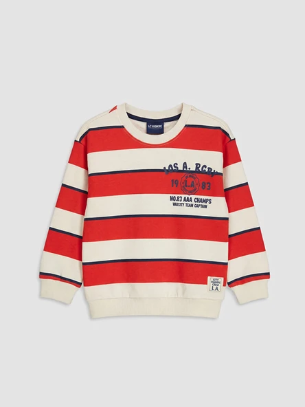 LCW Kids Bej Bisiklet Yaka Baskılı Erkek Çocuk Sweatshirt ürün görseli 1