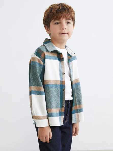 LCW Kids Yeşil Ekose Erkek Çocuk Oduncu Gömlek ürün görseli 1