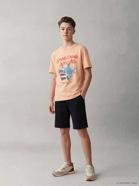 LCW Kids Siyah Beli Lastikli Erkek Çocuk Şort ürün görseli 1