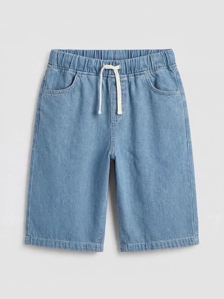 LCW Kids İndigo Beli Lastikli  Erkek Çocuk Jean Şort ürün görseli 1