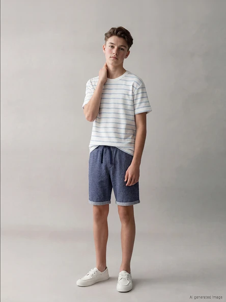 LCW Kids Lacivert Beli Lastikli Erkek Çocuk Şort ürün görseli 1