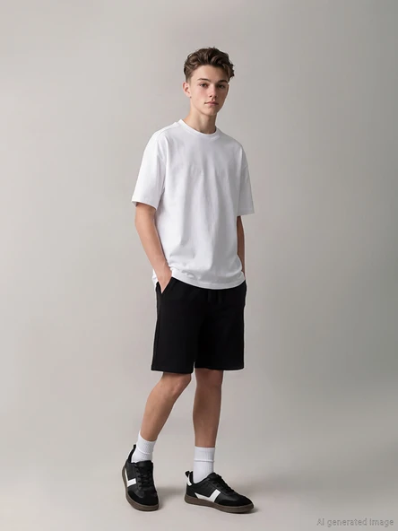 LCW Kids Siyah Beli Lastikli Erkek Çocuk Pike Şort ürün görseli 1