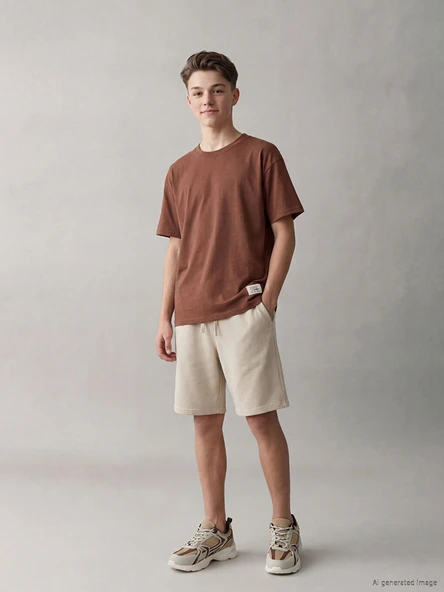 LCW Kids Bej Beli Lastikli Basic Erkek Çocuk Şort ürün görseli 1
