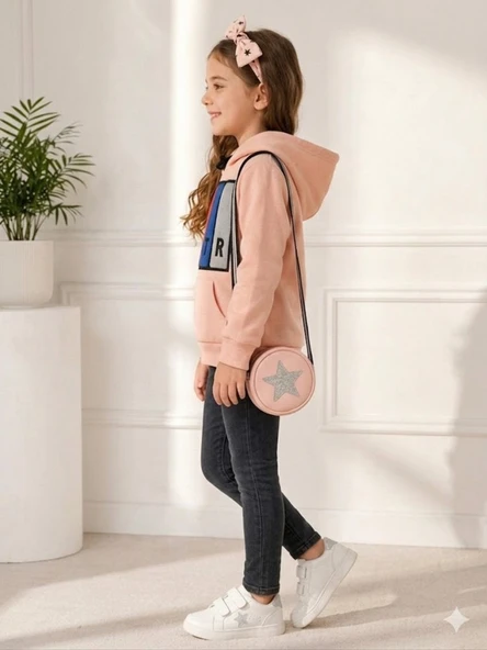 Kız Çocuk Pudra Sweatshirt - Resim 3