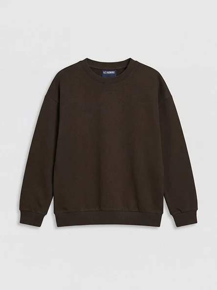 LCW Vision Kahverengi Bisiklet Yaka Erkek Çocuk Soft Touch Sweatshirt ürün görseli 1