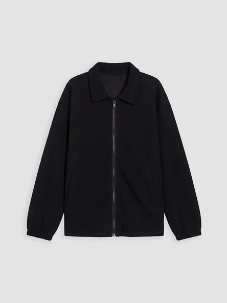 LCW Kids Siyah Gömlek Yaka Erkek Çocuk Fermuarlı Sweatshirt ürün görseli 1