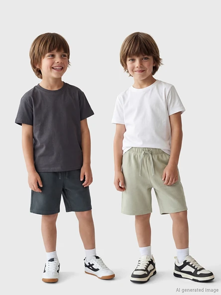 LCW Kids Antrasit Beli Bağcıklı Erkek Çocuk Şort 2'li ürün görseli 1