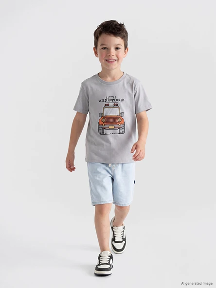 LCW Kids İndigo Regular Fit Erkek Çocuk Jean Şort ürün görseli 1